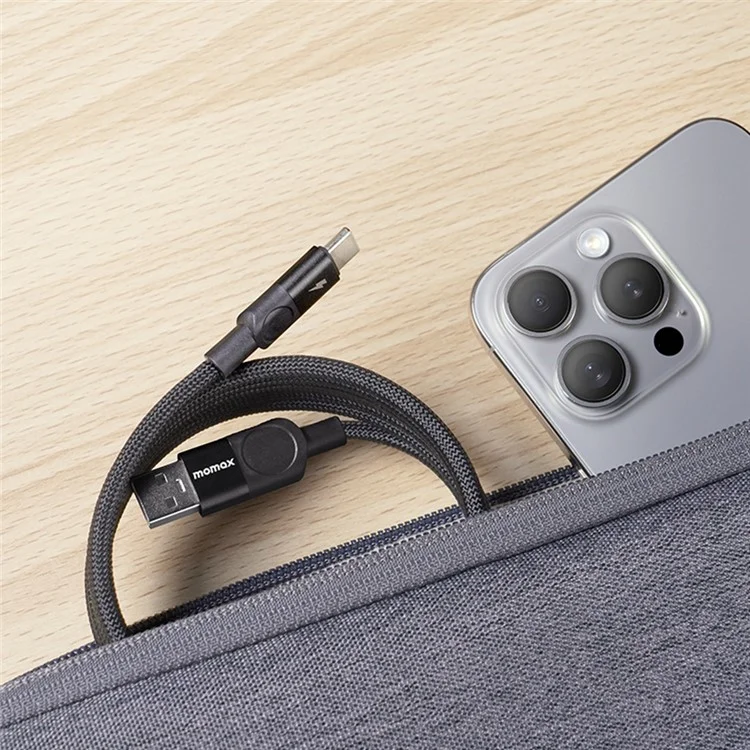 MOMAX Mag.Link 1m USB A to USB C Magnetic Nylon Braided Cord 66W Fast Charging Data Cable