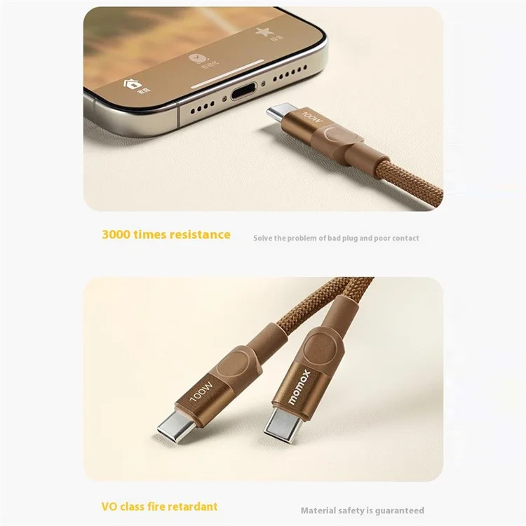 MOMAX Mag.Link Cavo di Ricarica Rapida Magnetico da 1m 60W USB C a USB C con Treccia - Nero