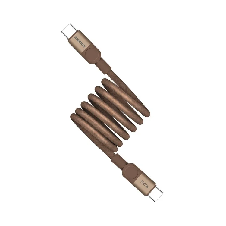 MOMAX Mag.Link 1m 100W Magnetic Braided Fast Charging Cable USB C to USB C Wire for Laptop / Phone / Tablet - Gold
