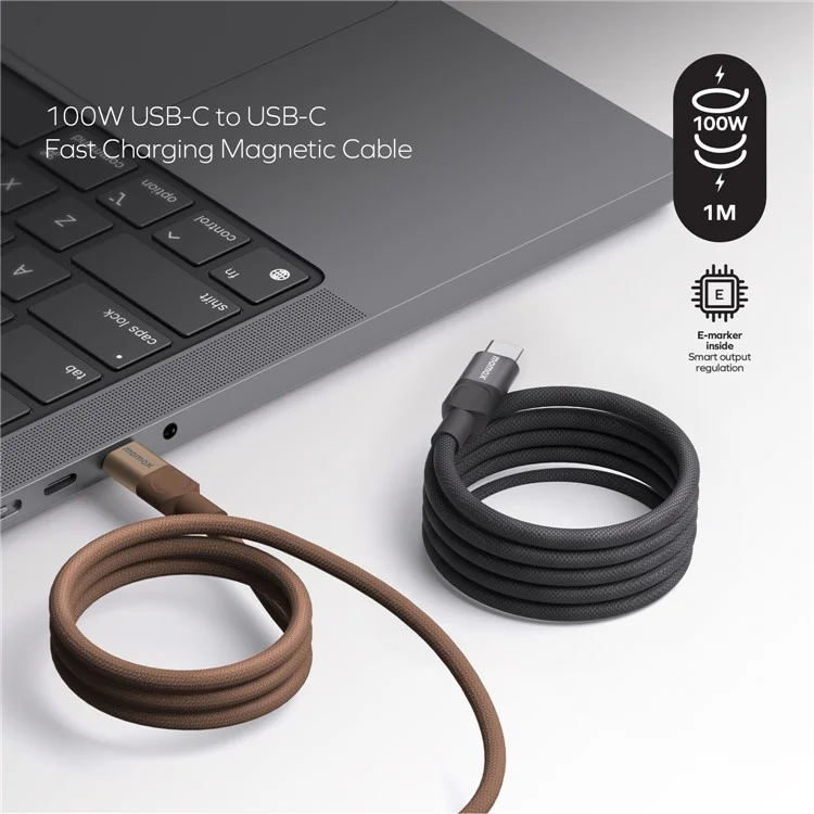 MOMAX Mag.Link 1m 100W Magnetic Braided Fast Charging Cable USB C to USB C Wire for Laptop / Phone / Tablet - Gold