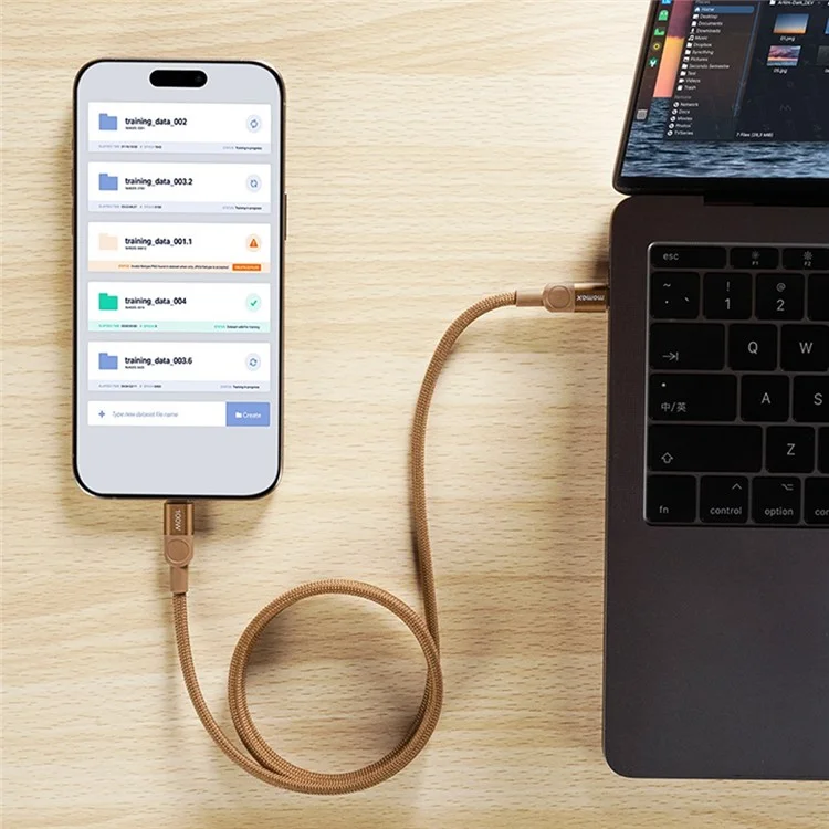 MOMAX Mag.Link 1m 100W Magnetic Braided Fast Charging Cable USB C to USB C Wire for Laptop / Phone / Tablet - Gold