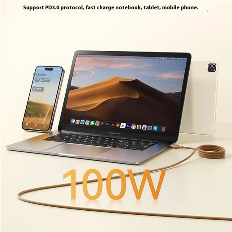 MOMAX Mag.Link 1m 100W Magnetic Braided Fast Charging Cable USB C to USB C Wire for Laptop / Phone / Tablet - Gold