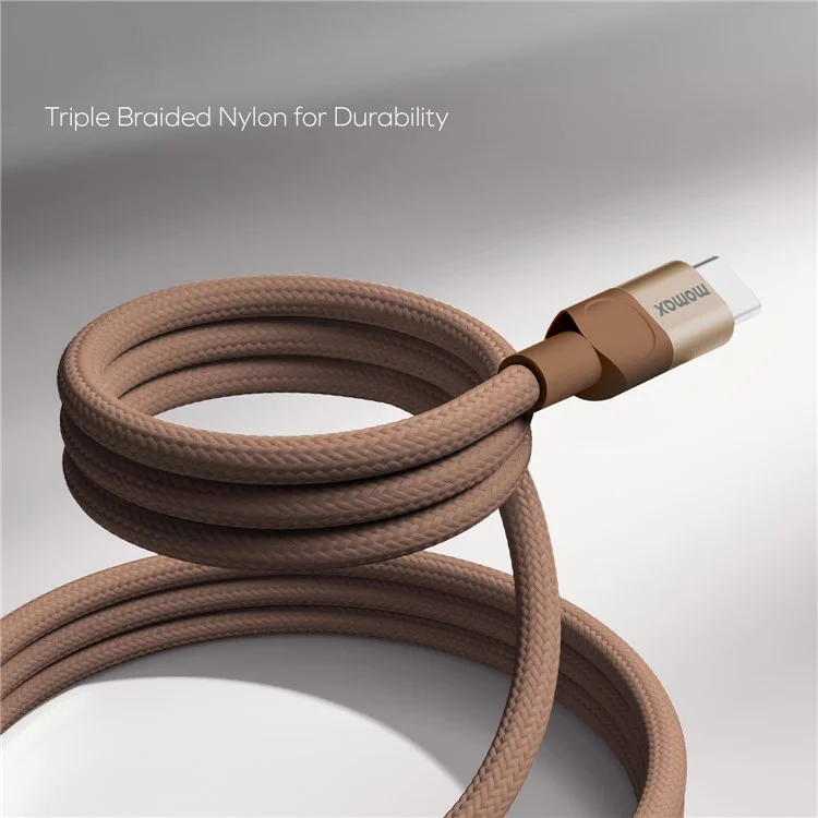 MOMAX Mag.Link 1m 100W Magnetic Braided Fast Charging Cable USB C to USB C Wire for Laptop / Phone / Tablet - Gold