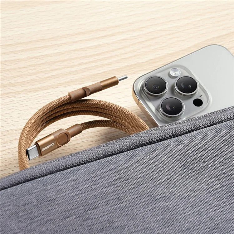 MOMAX Mag.Link 1m 100W Magnetic Braided Fast Charging Cable USB C to USB C Wire for Laptop / Phone / Tablet - Gold