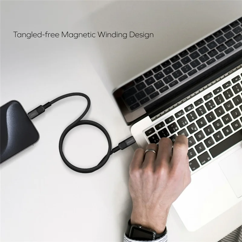 MOMAX Mag.Link 1m 100W Magnetic Braided Fast Charging Cable USB C to USB C Wire for Laptop / Phone / Tablet - Black