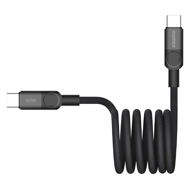 MOMAX Mag.Link 2m 60W Magnetic Braided Fast Charging Cable USB C to USB C Data Cord - Black