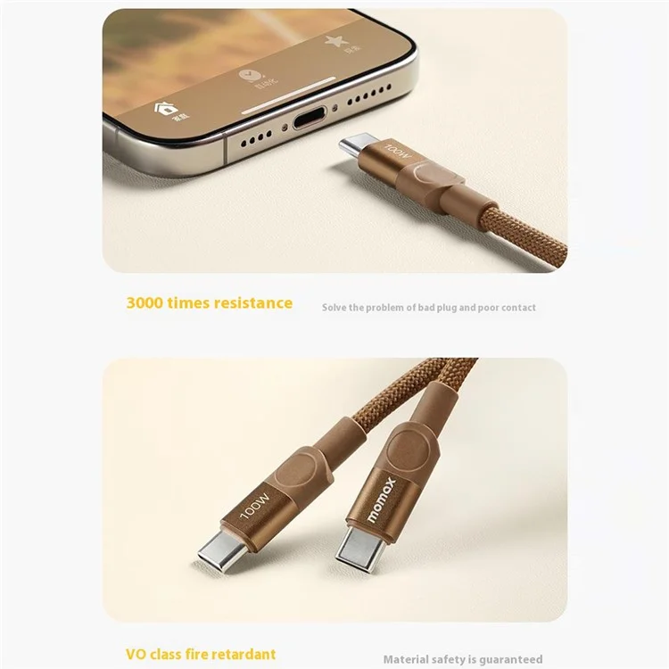 MOMAX Mag.Link 2m 60W Magnetic Braided Fast Charging Cable USB C to USB C Data Cord - Black