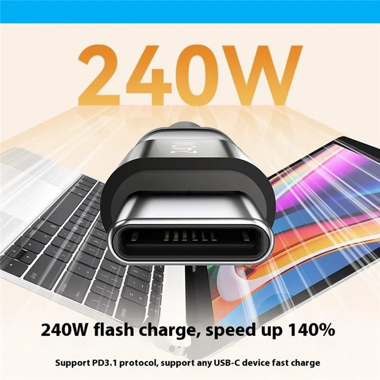 MOMAX Mag.Link 2m 240W Fast Charging Cable USB C to USB C Magnetic Braided Wire for Laptop / Phone / Tablet