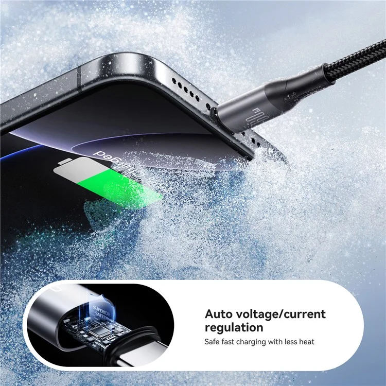 Câble de charge rapide JOYROOM S-A28 de 1 m, 60W, Type-C vers Type-C - Noir