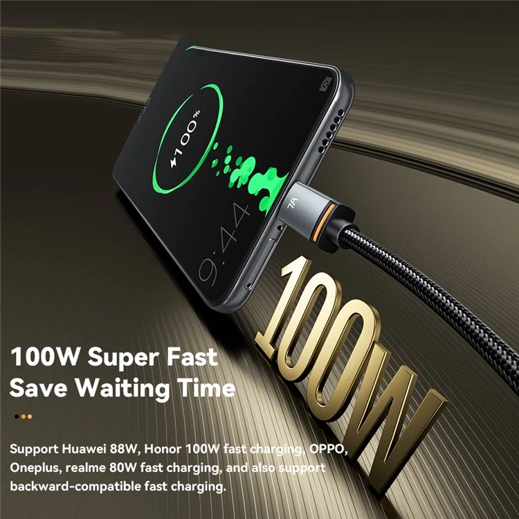 ESSAGER 1m USB-A to iP + Type-C Fast Charging Cable 100W PD Sync Data Transfer Cable - Black