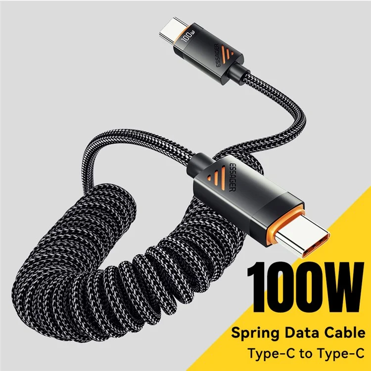 ESSAGER Federdatenkabel Typ-C auf Typ-C 60W Schnellladekabel 1,8m