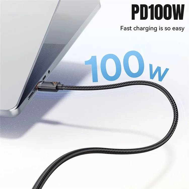 ESSAGER Type-C to iP + Type-C Data Cable E-Marker Chip PD 100W Fast Charging Cable 1.2m