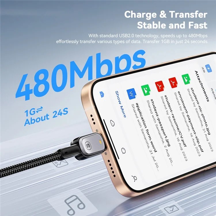 ESSAGER Type-C to Type-C 100W Smart LED Cable Fast Charging Durable Braided Data Cable 1m