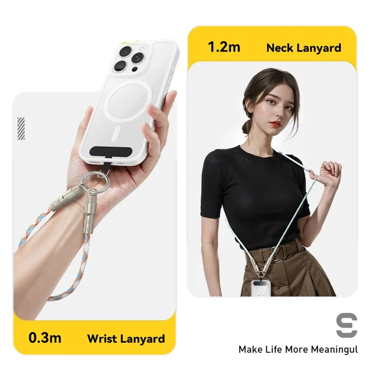 ESSAGER Crossbody Phone Lanyard PD 60W Charging Cable Type-C to Type-C Braided Data Cord 1.2m - Black
