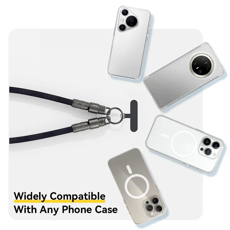ESSAGER Crossbody Phone Lanyard PD 60W Charging Cable Type-C to Type-C Braided Data Cord 1.2m - Black