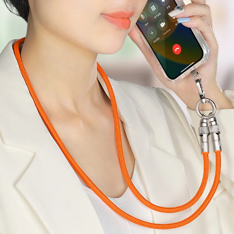 90cm Neck Strap 27W Charging Cable Phone Lanyard Cell Phone Tether with Type-C to L-Port Connector - Purple