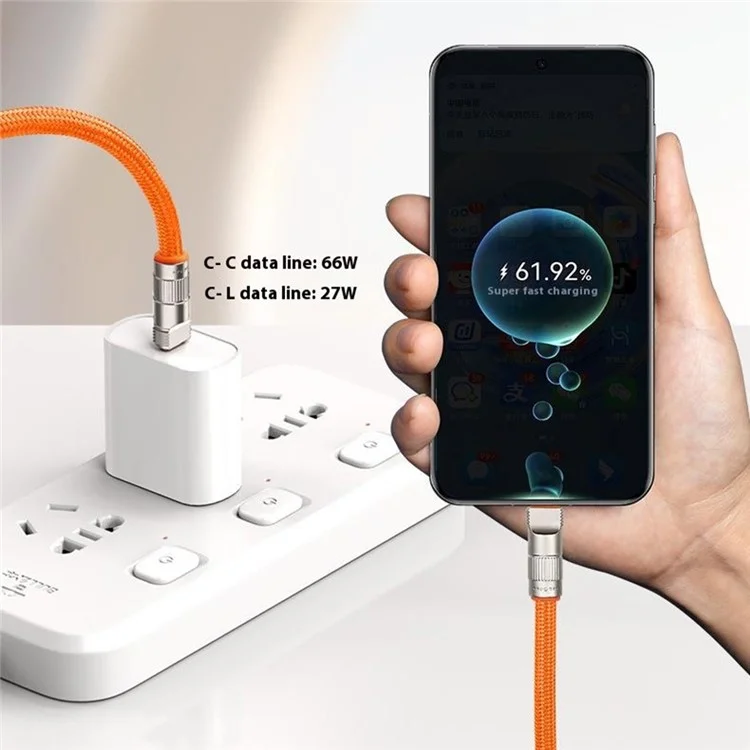 120cm Crossbody Phone Lanyard Charging Cable Type-C to L-Port Adapter Universal Cell Phone Strap - Sapphire