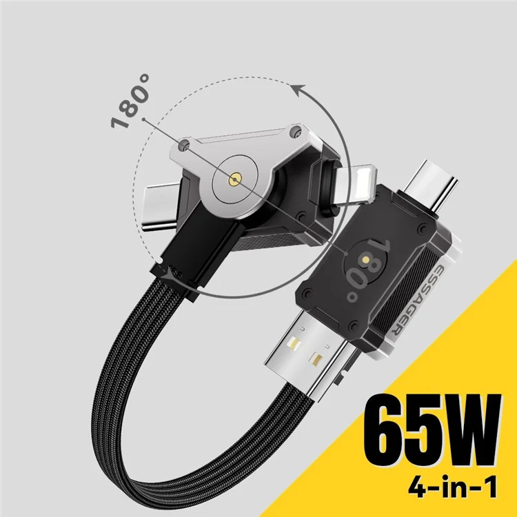 ESSAGER ES-X63 0.25m 4 in 1 Data Cable USB-A / Type-C to Type-C / 8Pin Multi-Function Charging Cord