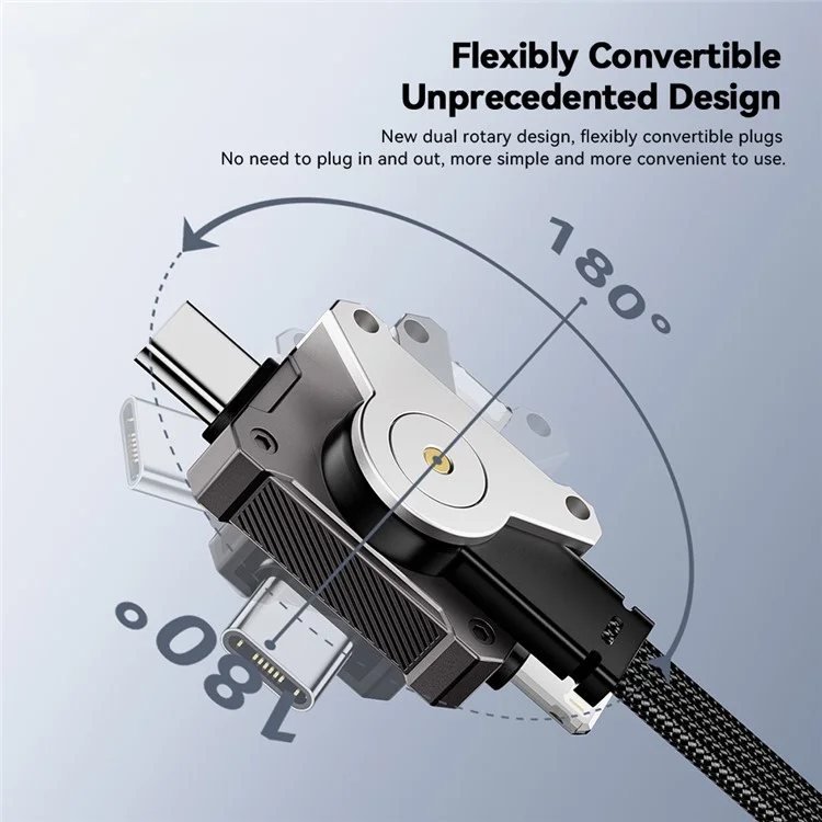 ESSAGER ES-X63 0.25m 4 in 1 Data Cable USB-A / Type-C to Type-C / 8Pin Multi-Function Charging Cord