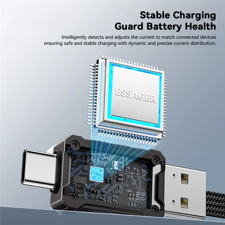 ESSAGER ES-X63 0.25m 4 in 1 Data Cable USB-A / Type-C to Type-C / 8Pin Multi-Function Charging Cord