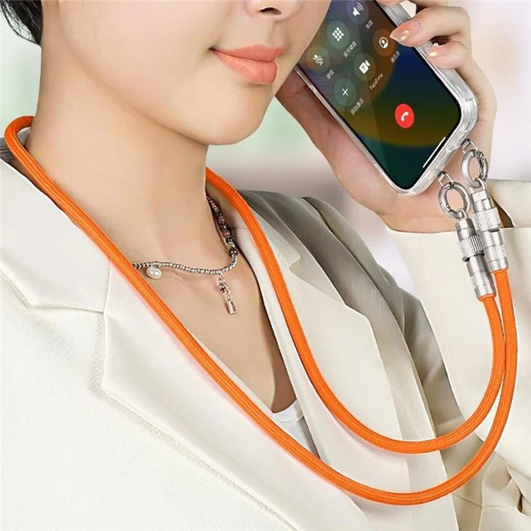 90cm Neck Strap Cell Phone Charging Cable Type-C to L-Port 27W Fast Charge Data Cord Necklace - Orange