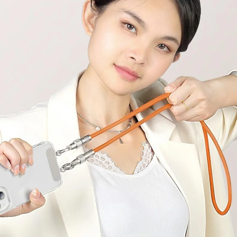 90cm Neck Strap Cell Phone Charging Cable Type-C to L-Port 27W Fast Charge Data Cord Necklace - Camel