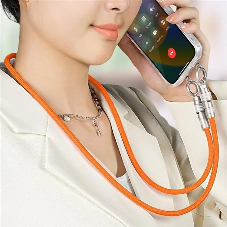 90cm Cell Phone Neck Strap Charging Cable Type-C to Type-C PD 66W Fast Charge Data Cable Necklace - Purple