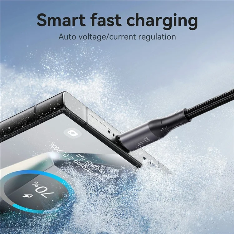 Cable JOYROOM S-A28 de 1 m USB-A a Tipo C, 3A, Carga Rápida, Trenzado de Nailon - Negro