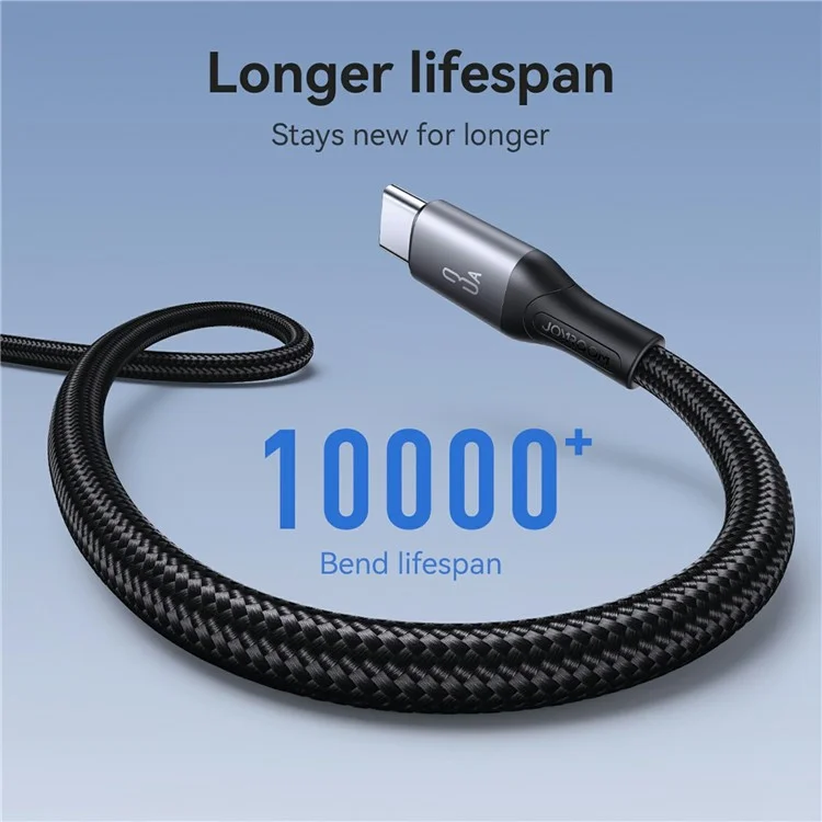 Cable JOYROOM S-A28 de 1 m USB-A a Tipo C, 3A, Carga Rápida, Trenzado de Nailon - Negro