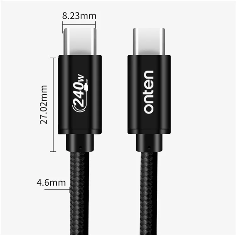 Câble ONTEN CC201 Type-C vers Type-C de 1 m, Charge Rapide PD 240W et Transfert de Données à 480 Mbps