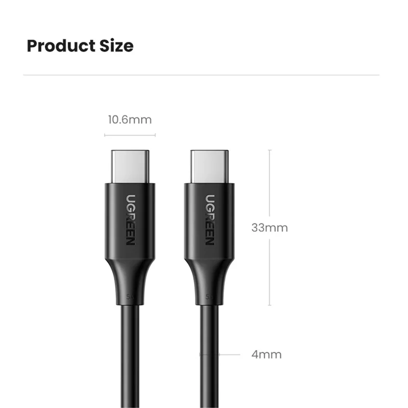 UGREEN 15176 1m PD 100W Fast Charging USB C to USB C Cable for iPhone  /  Macbook  /  iPad Data Wire