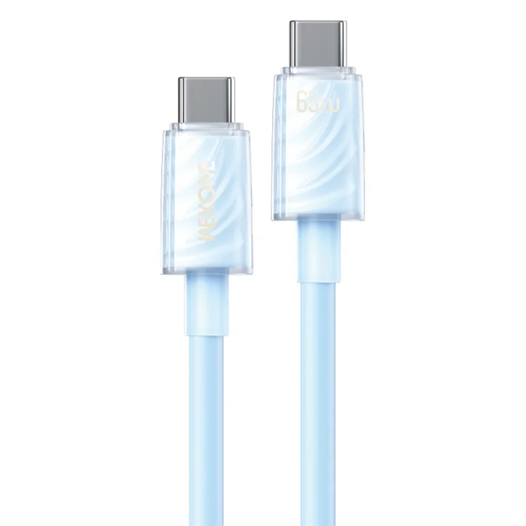 WEKOME WDC-74 Cable de Carga Súper Rápida Tipo C a Tipo C de 65W - Cable de Datos de Silicona de 1,2 M con Transferencia de Alta Velocidad de 480 Mbps - Azul