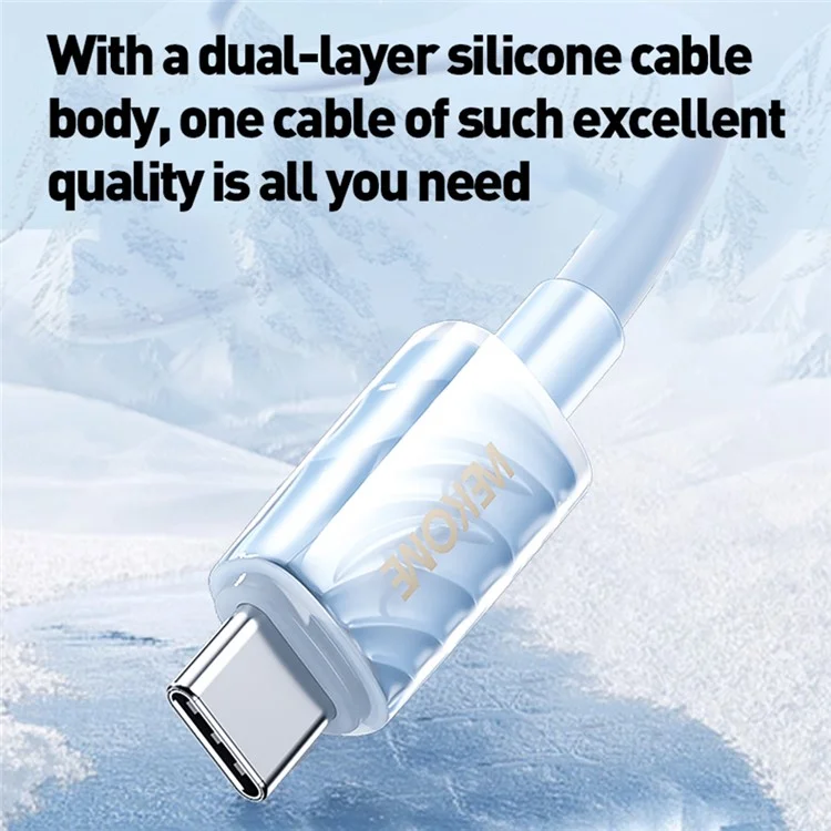 WEKOME WDC-74 Cable de Carga Súper Rápida Tipo C a Tipo C de 65W - Cable de Datos de Silicona de 1,2 M con Transferencia de Alta Velocidad de 480 Mbps - Azul