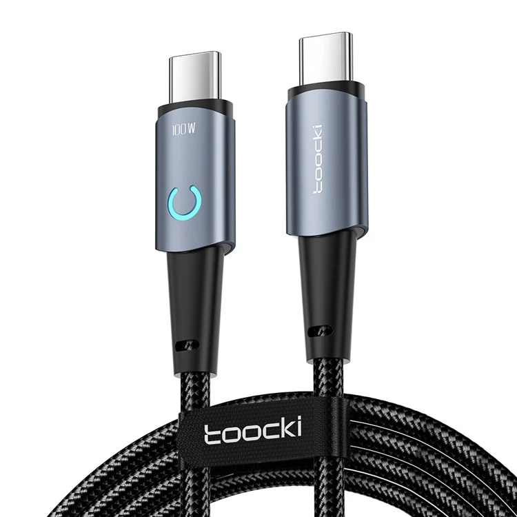 TOOCKI TQ-X02 USB-C auf USB-C Kabel 1m Typ C 100W Ladekabel 480Mbps Datenübertragung - Grau