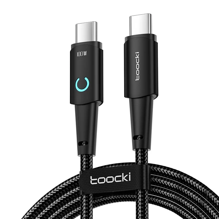 TOOCKI TQ-X02 USB-C zu USB-C Kabel 3m Typ C 100W Ladekabel 480Mbps Datentransfer - Schwarz