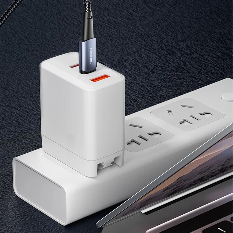 TOOCKI TQ-X02 60W USB-C auf USB-C Ladekabel 2m Typ C Schnellladekabel 480 Mbit/s Datenübertragung - Grau