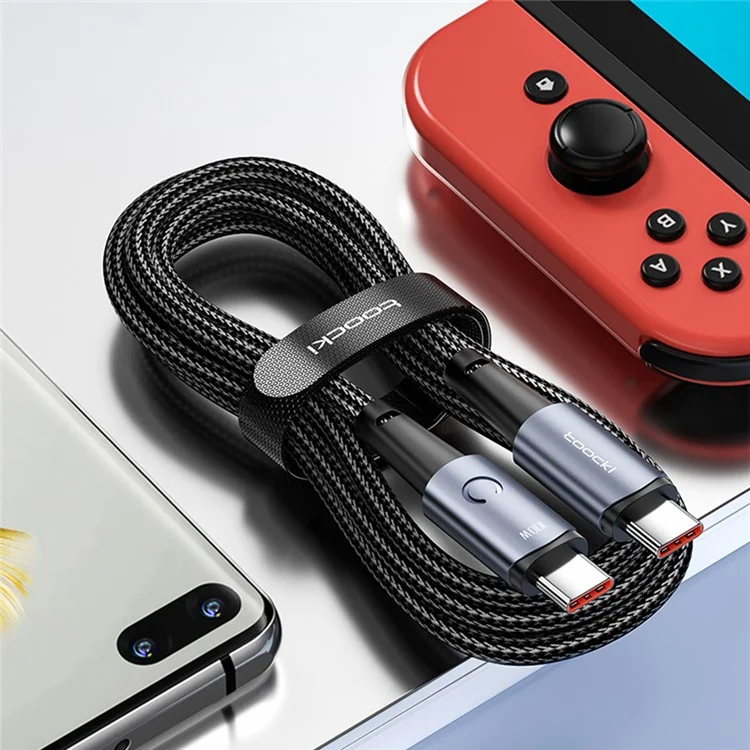 TOOCKI TQ-X02 60W USB-C auf USB-C Ladekabel 2m Typ C Schnellladekabel 480 Mbit/s Datenübertragung - Grau