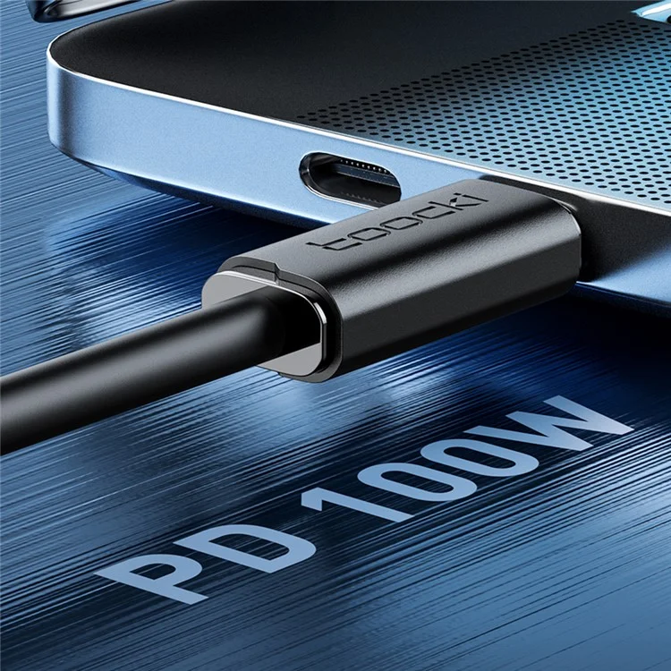 Câble TOOCKI TQ-X20 USB C vers C de 1m, TPE, Charge Rapide PD 100W, Cordon de Données pour iPhone / Huawei / Xiaomi - Noir