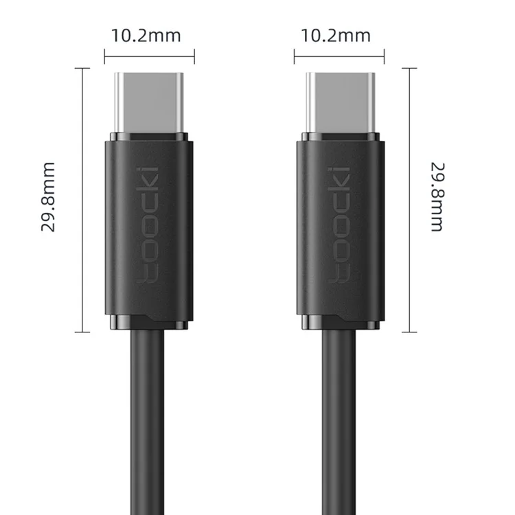 Câble TOOCKI TQ-X20 USB C vers C de 1m, TPE, Charge Rapide PD 100W, Cordon de Données pour iPhone / Huawei / Xiaomi - Noir