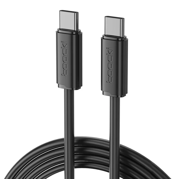 TOOCKI TQ-X20 2m PD 60W Schnellladekabel Typ C zu Typ C High-Speed-Datentransferkabel - Schwarz