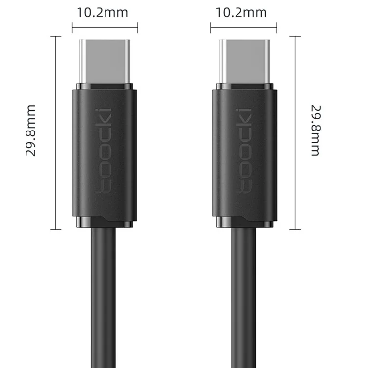 TOOCKI TQ-X20 2m PD 60W Schnellladekabel Typ C zu Typ C High-Speed-Datentransferkabel - Schwarz