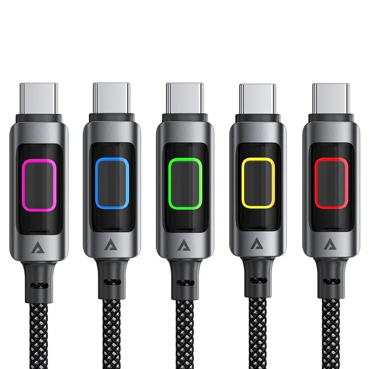 ACEFAST C21-03 1.2m USB C to USB C Cable 60W Charging Data Transfer Braided Cord with Colorful Light