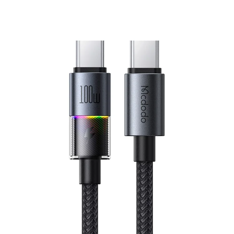 MCDODO CA-8200 1.2m PD 100W Fast Charging Cord with Colorful LED Light USB C to USB C Data Cable
