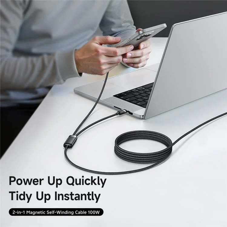 MCDODO CA-7380 1.5m USB C to Dual USB C Magnetic Splitter Cord 100W Fast Charging Cable
