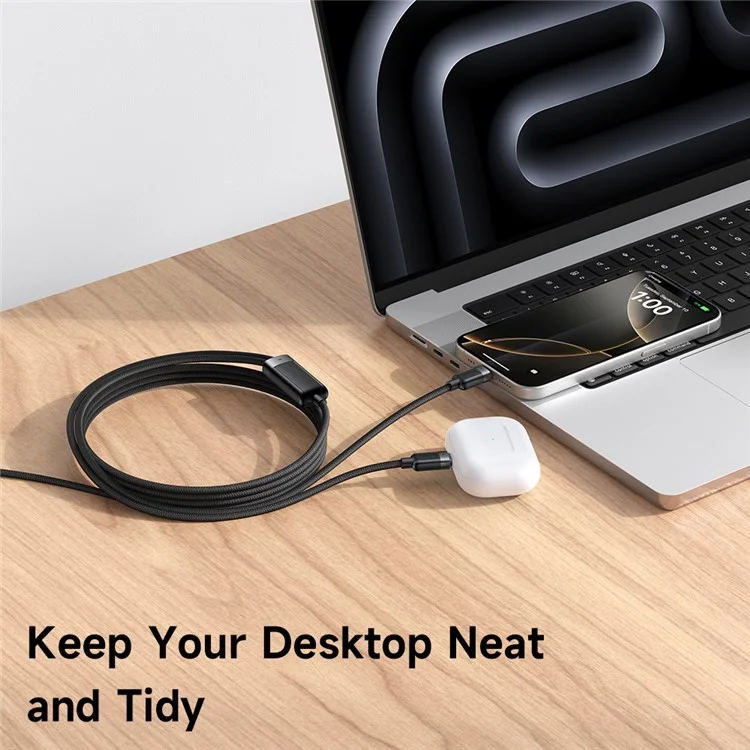 MCDODO CA-7380 1.5m USB C to Dual USB C Magnetic Splitter Cord 100W Fast Charging Cable