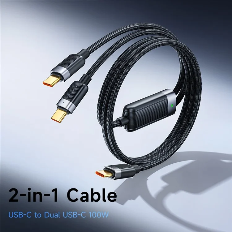 MCDODO CA-6780-IN-1 USB-C кабель быстрой зарядки с двумя портами USB-C, 100 Вт, плетеный, длина 1,5 м