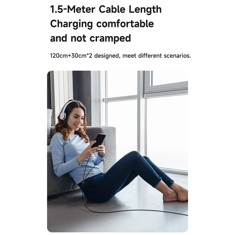 MCDODO CA-6780-IN-1 USB-C кабель быстрой зарядки с двумя портами USB-C, 100 Вт, плетеный, длина 1,5 м