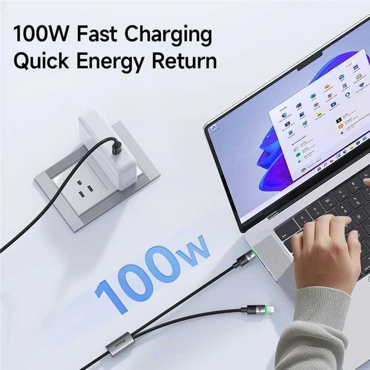 MCDODO CA-6700 2-in-1 Schnellladekabel 100W USB-C zu USB-C+iP geflochtenes Kabel 1,5m für mehrere Geräte