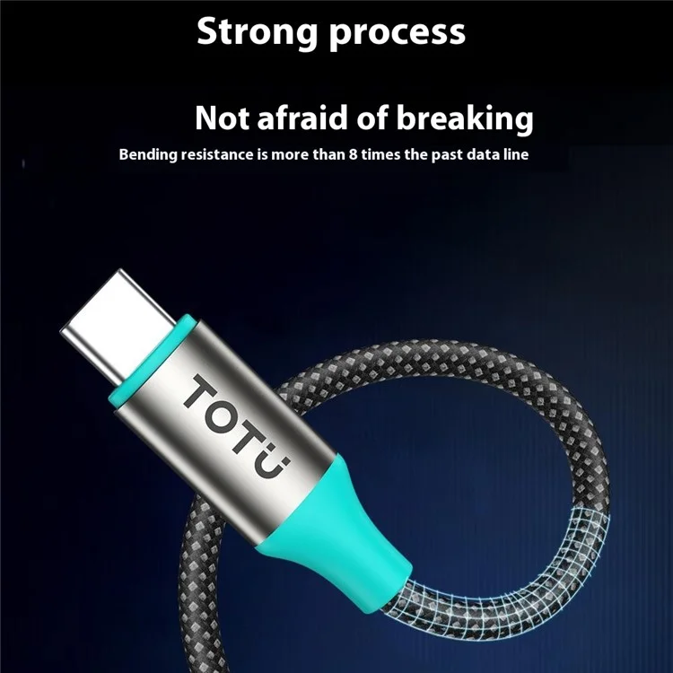 TOTU CB-21-T 120cm USB-A to USB-C Cable 25W Charging Data Sync Braided Cord