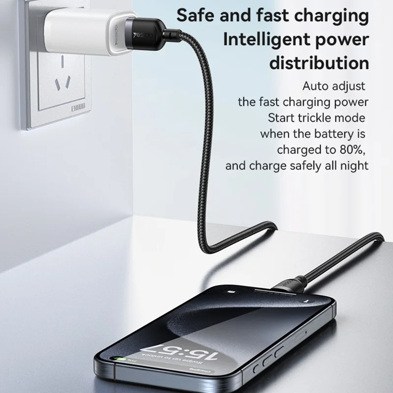 YESIDO CA131C 0,3m Câble de Données USB A vers Type C Tressé 3A Charge Rapide 480 Mbps
